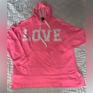 💕Love neon pink & white  cold shoulder hoodie. Size medium
